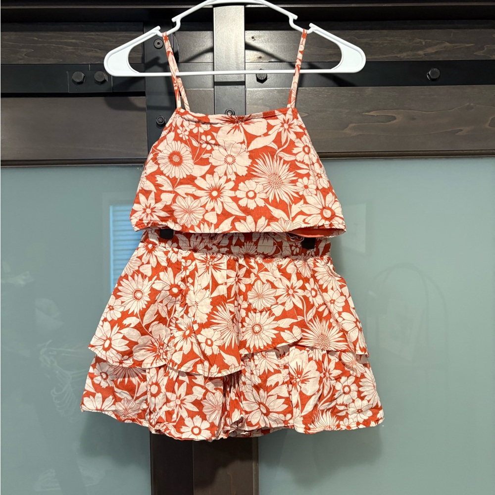 American Eagle Outfitters Orange Floral skort and tank